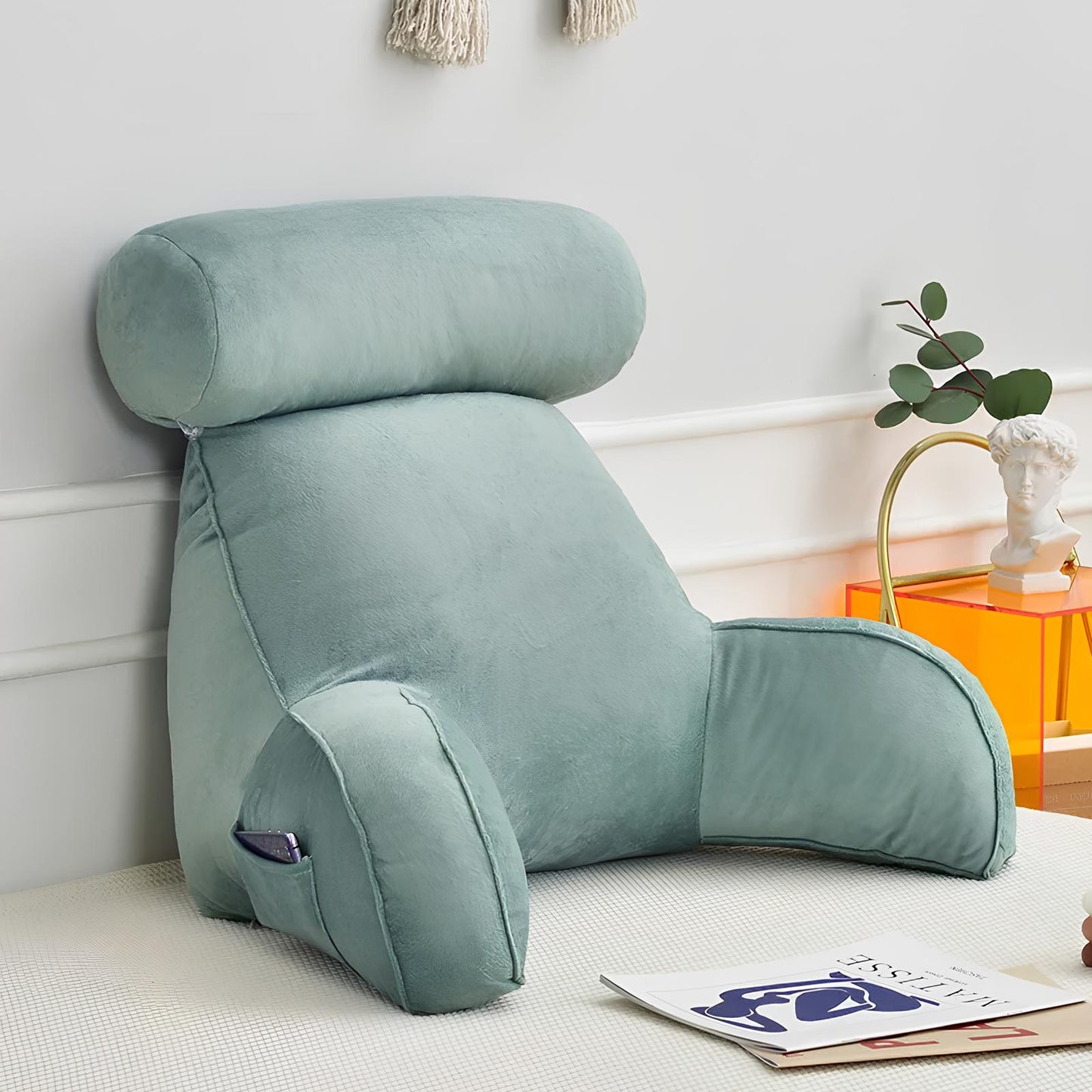 Ultra Soft Memory Foam Reading Pillow Office Sofa Bedside Back Cushion, Lumbar Support, Backrest - Homevalley.co.uk