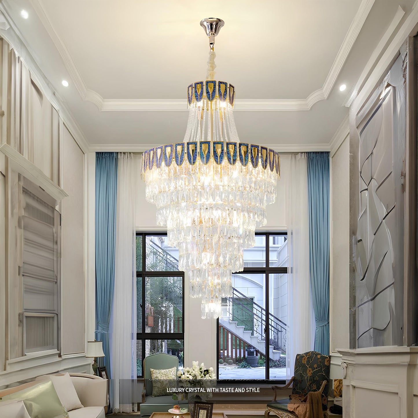 Villa Lobby Staircase Crystal Chandelier - Homevalley.co.uk