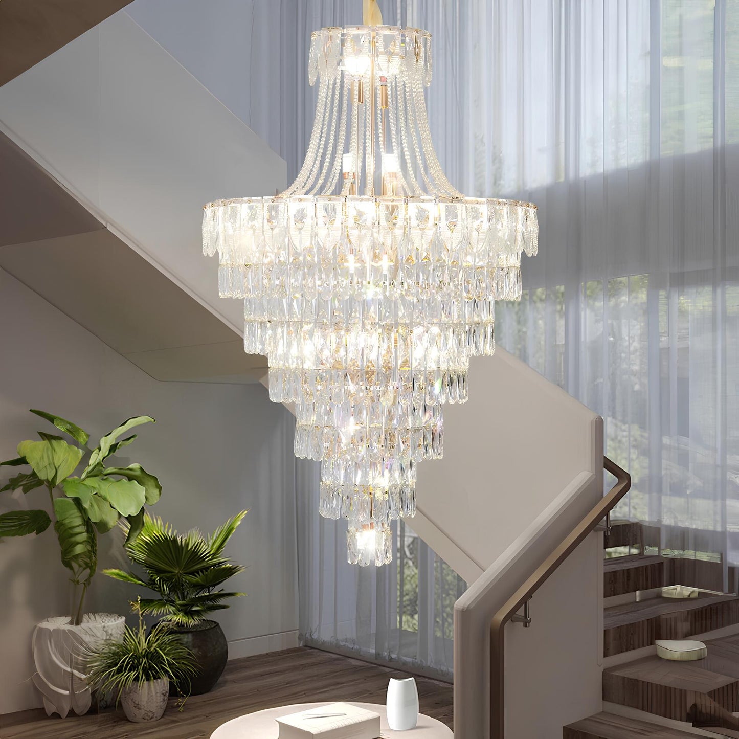 Villa Lobby Staircase Crystal Chandelier - Homevalley.co.uk