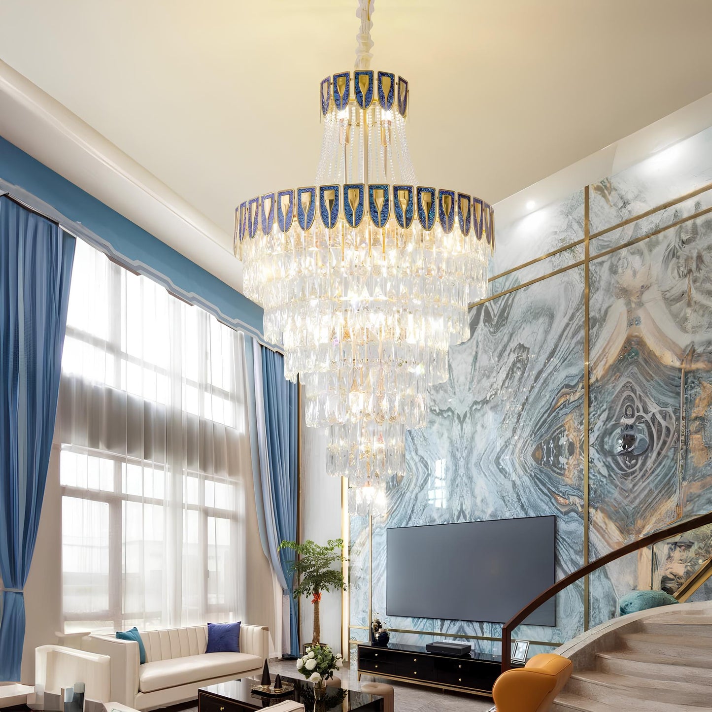 Villa Lobby Staircase Crystal Chandelier - Homevalley.co.uk