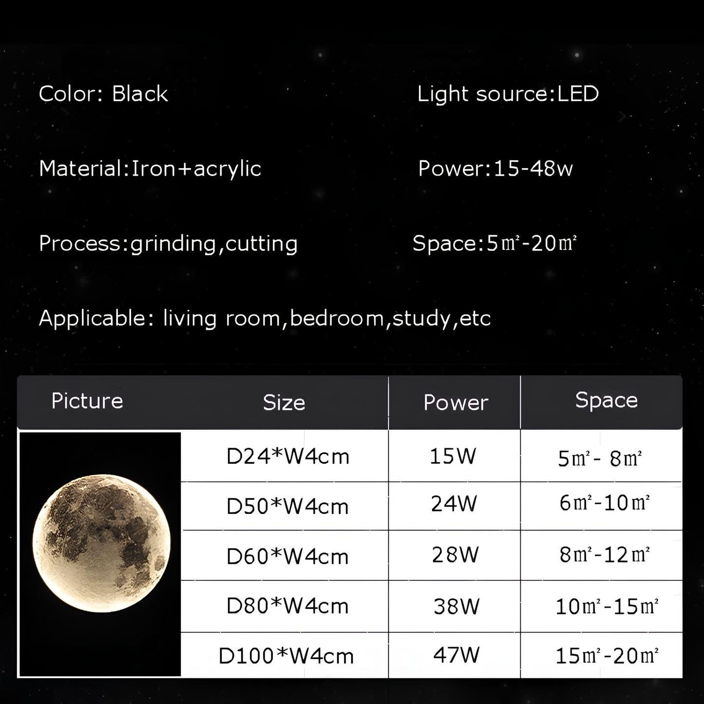 Wall Ceiling Mount LED Round Moon Lamp, Bedroom, Children, Living Room - Homevalley.co.uk