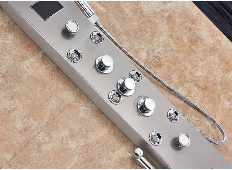 Wall Mounted Waterfall Panel Shower with LED Lights - Homevalley.co.uk