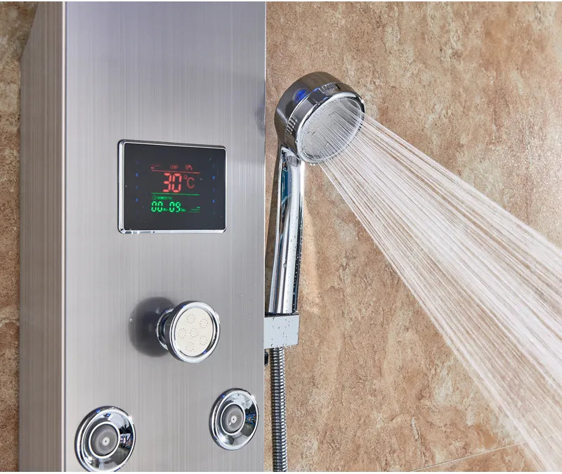 Wall Mounted Waterfall Panel Shower with LED Lights - Homevalley.co.uk