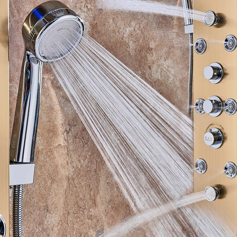 Wall Mounted Waterfall Panel Shower with LED Lights - Homevalley.co.uk