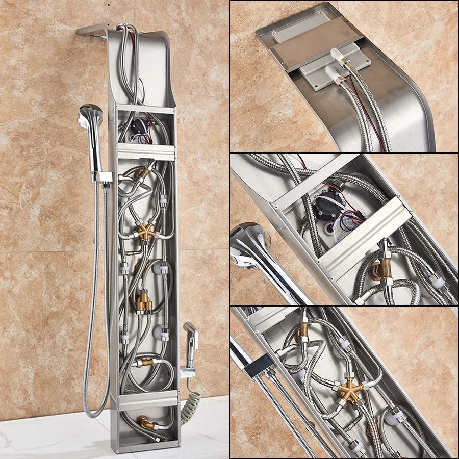 Wall Mounted Waterfall Panel Shower with LED Lights - Homevalley.co.uk