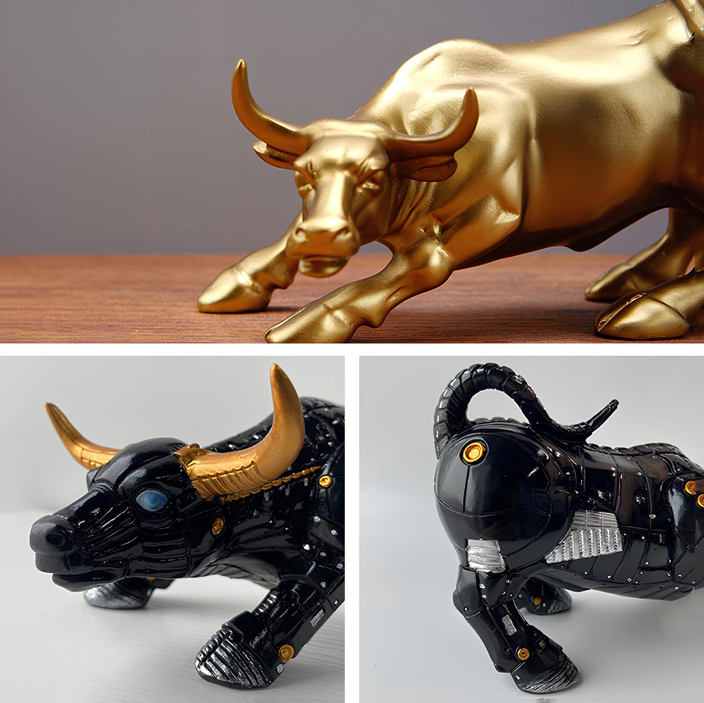 Wall Street Bull Market Resin Ornament Feng Shui Fortune Statue Wealth Figurine - Homevalley.co.uk