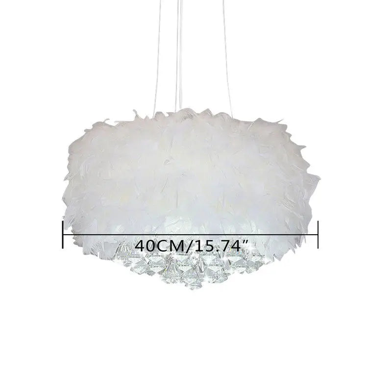 White Crystal and Feather Chandelier - Homevalley.co.uk