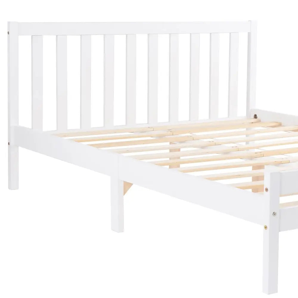 White Grey Solid Wood Double Bed Frame - Homevalley.co.uk