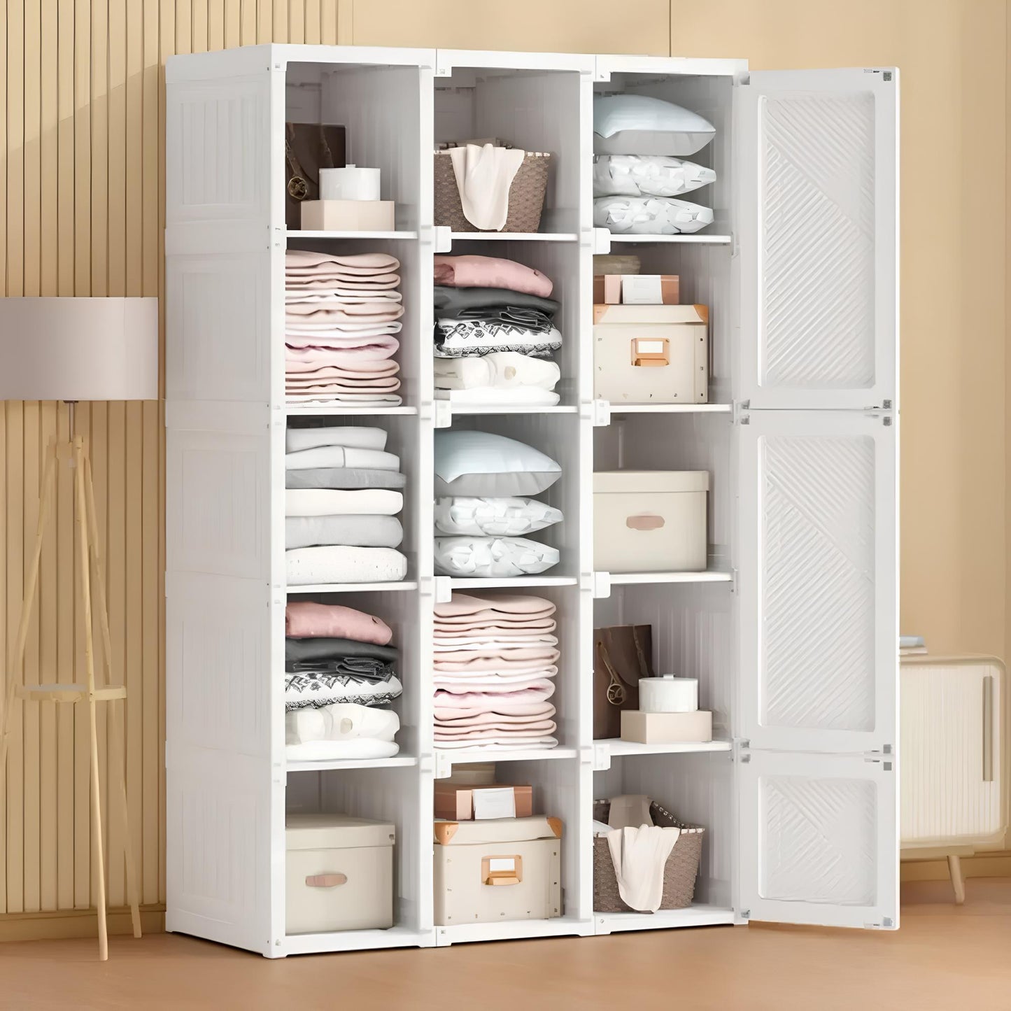 White Portable Wardrobe Closet Storage Organizer - Homevalley.co.uk