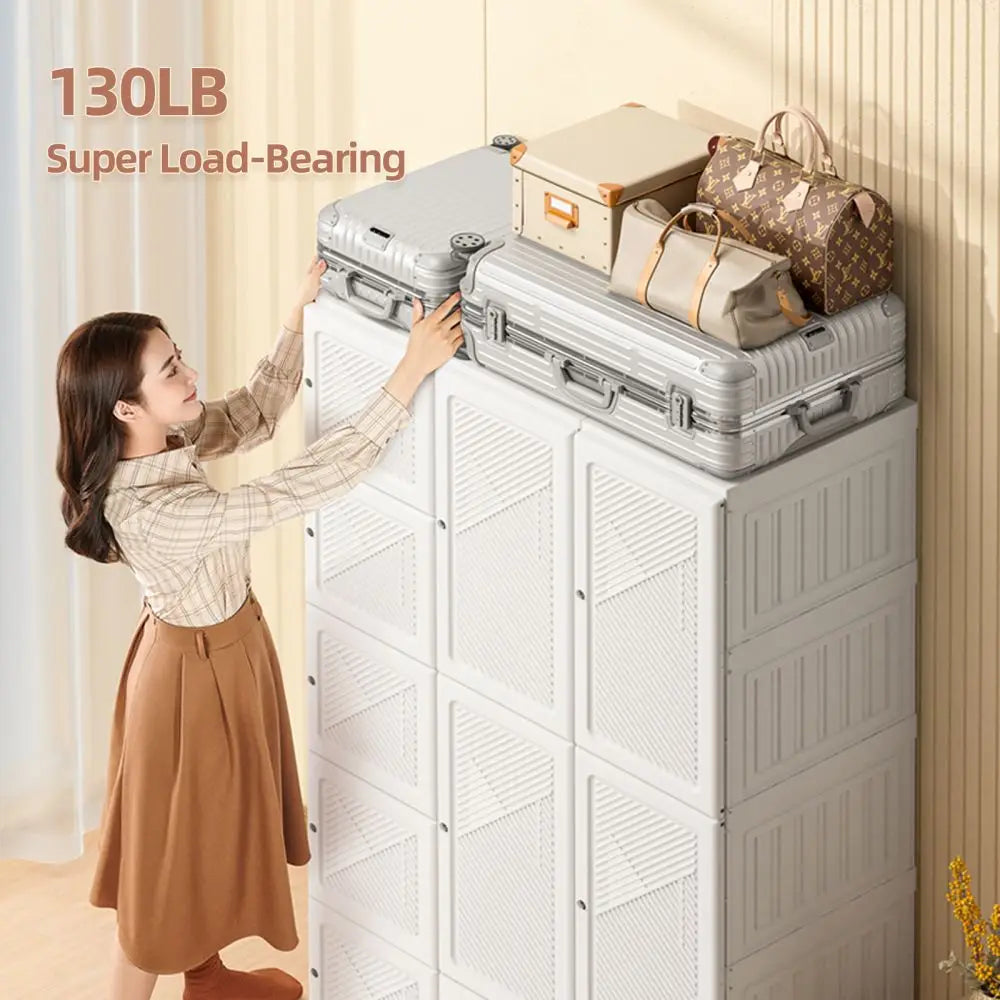 White Portable Wardrobe Closet Storage Organizer - Homevalley.co.uk