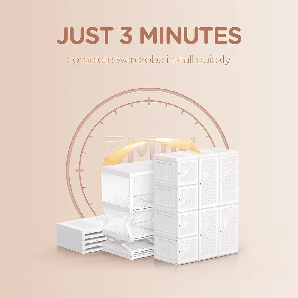 White Portable Wardrobe Closet Storage Organizer - Homevalley.co.uk