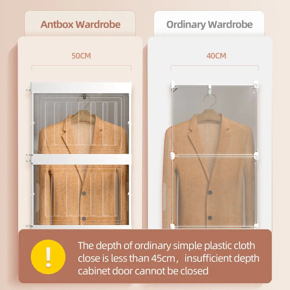 White Portable Wardrobe Closet Storage Organizer - Homevalley.co.uk