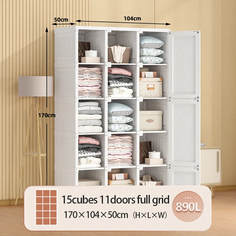 White Portable Wardrobe Closet Storage Organizer - Homevalley.co.uk