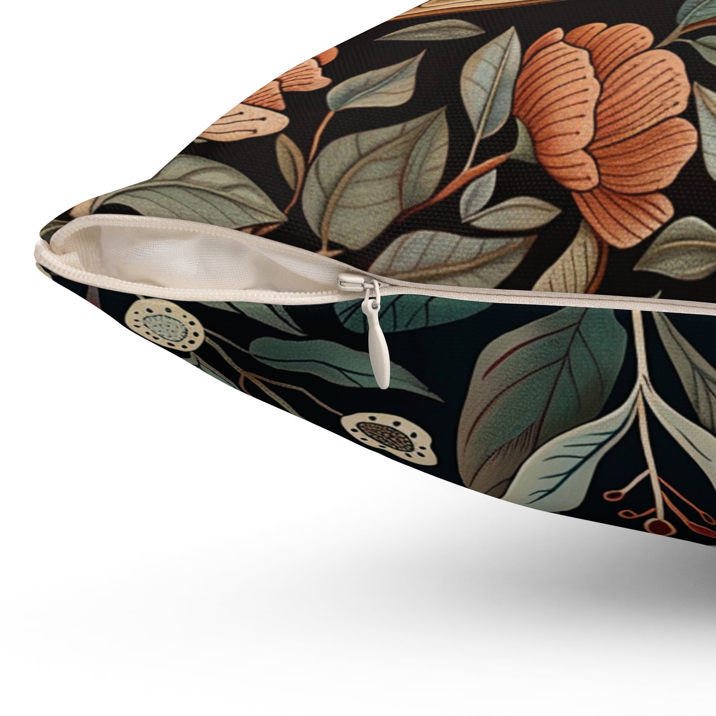 William Morris Style Square Pillow with Barn Owl Design, insert included - Homevalley.co.uk