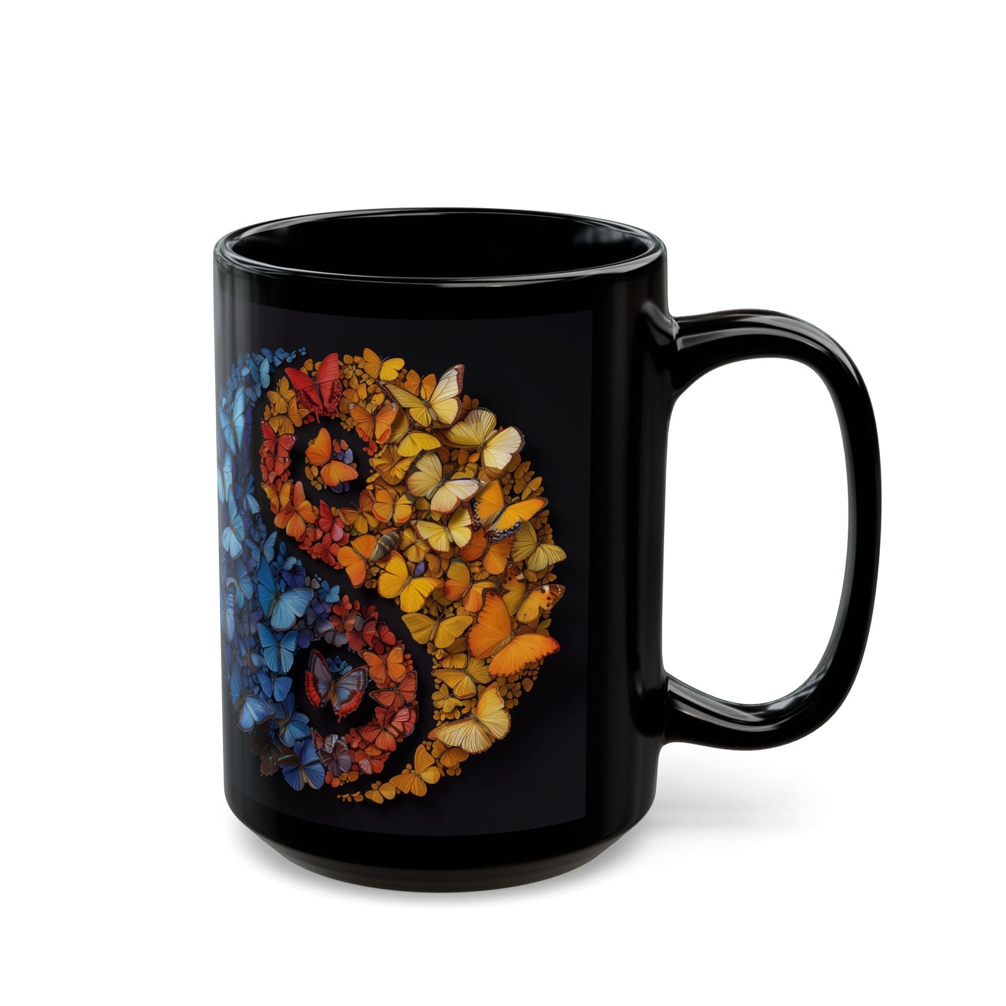 Yin and Yang Symbol Black Ceramic Coffee Mug, Team Cup, Gift for Her, Gift for Him, mother's Day, Gift Idea (11oz, 15oz) - Homevalley.co.uk