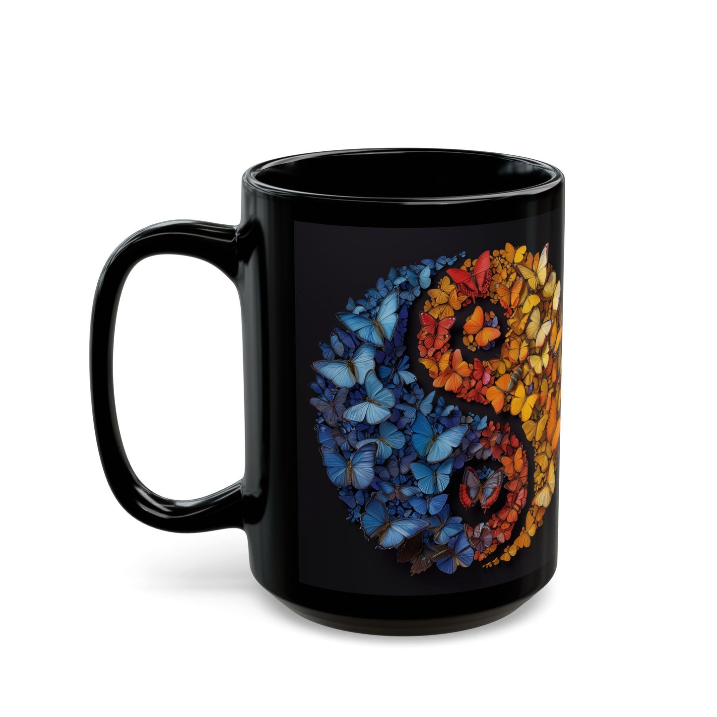 Yin and Yang Symbol Black Ceramic Coffee Mug, Team Cup, Gift for Her, Gift for Him, mother's Day, Gift Idea (11oz, 15oz) - Homevalley.co.uk