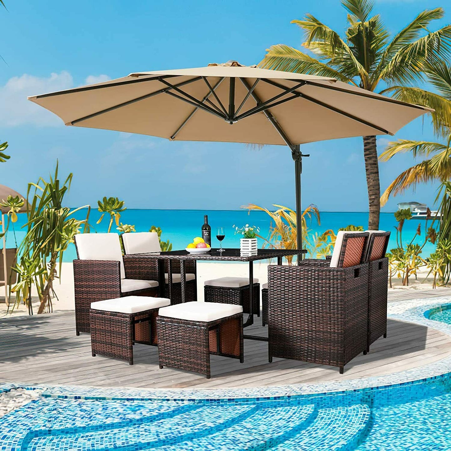 9 Piece Rattan Garden Furniture - Homevalley.co.uk