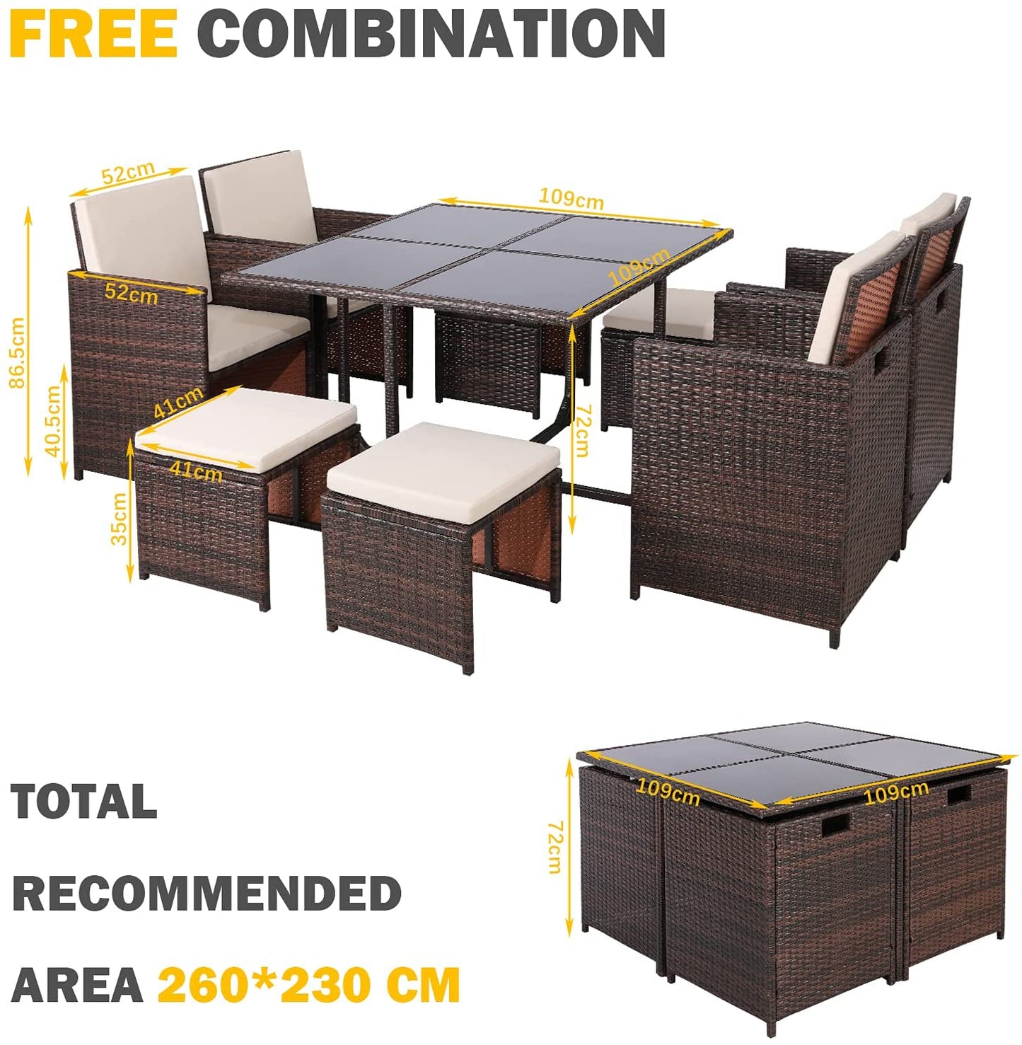 9 Piece Rattan Garden Furniture - Homevalley.co.uk