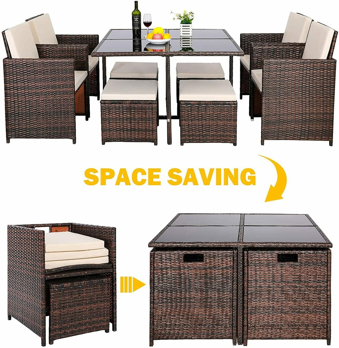 9 Piece Rattan Garden Furniture - Homevalley.co.uk