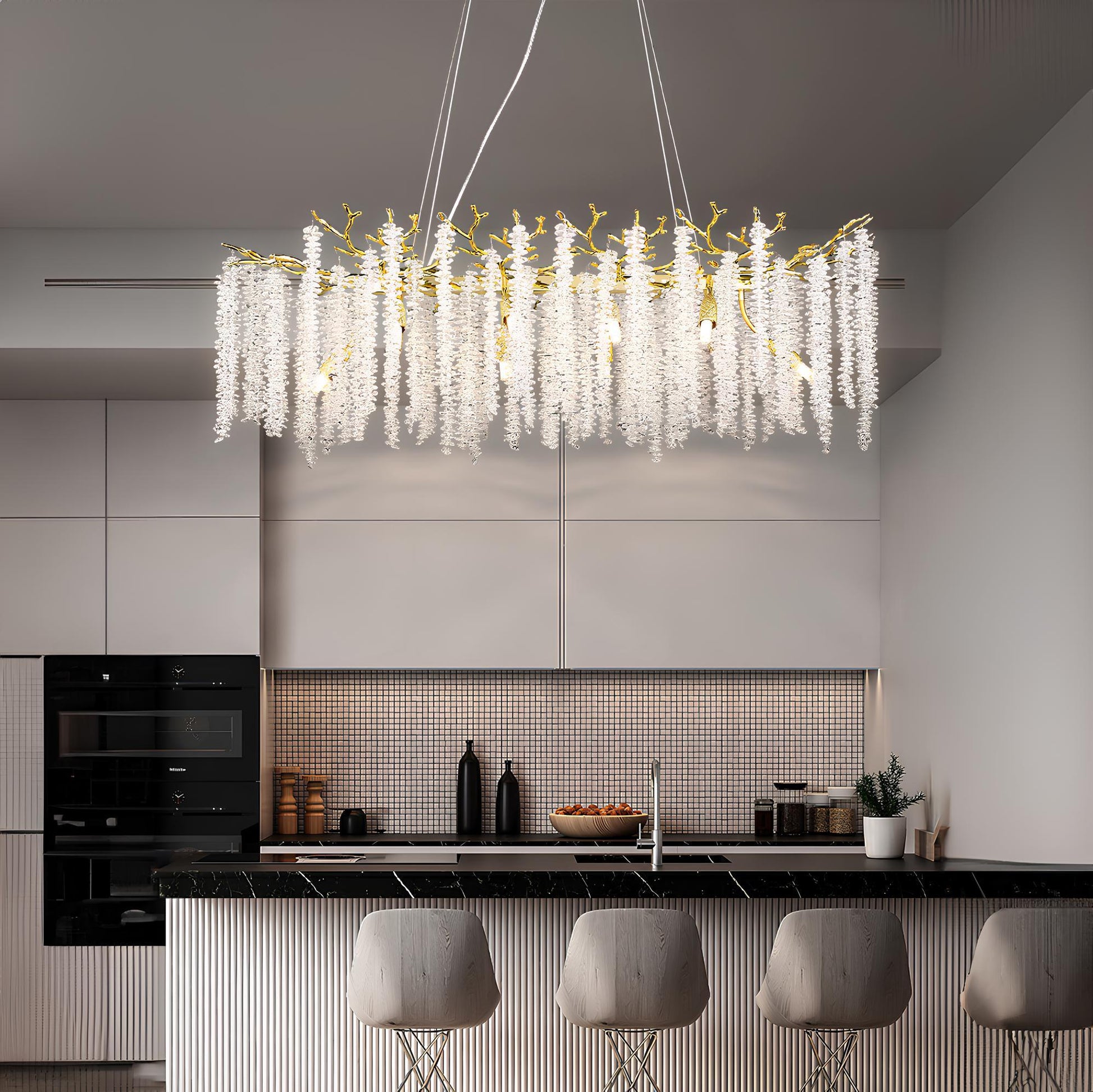Crystal Chandelier Raindrop Hanging Pendant Lighting Fixture - Homevalley.co.uk