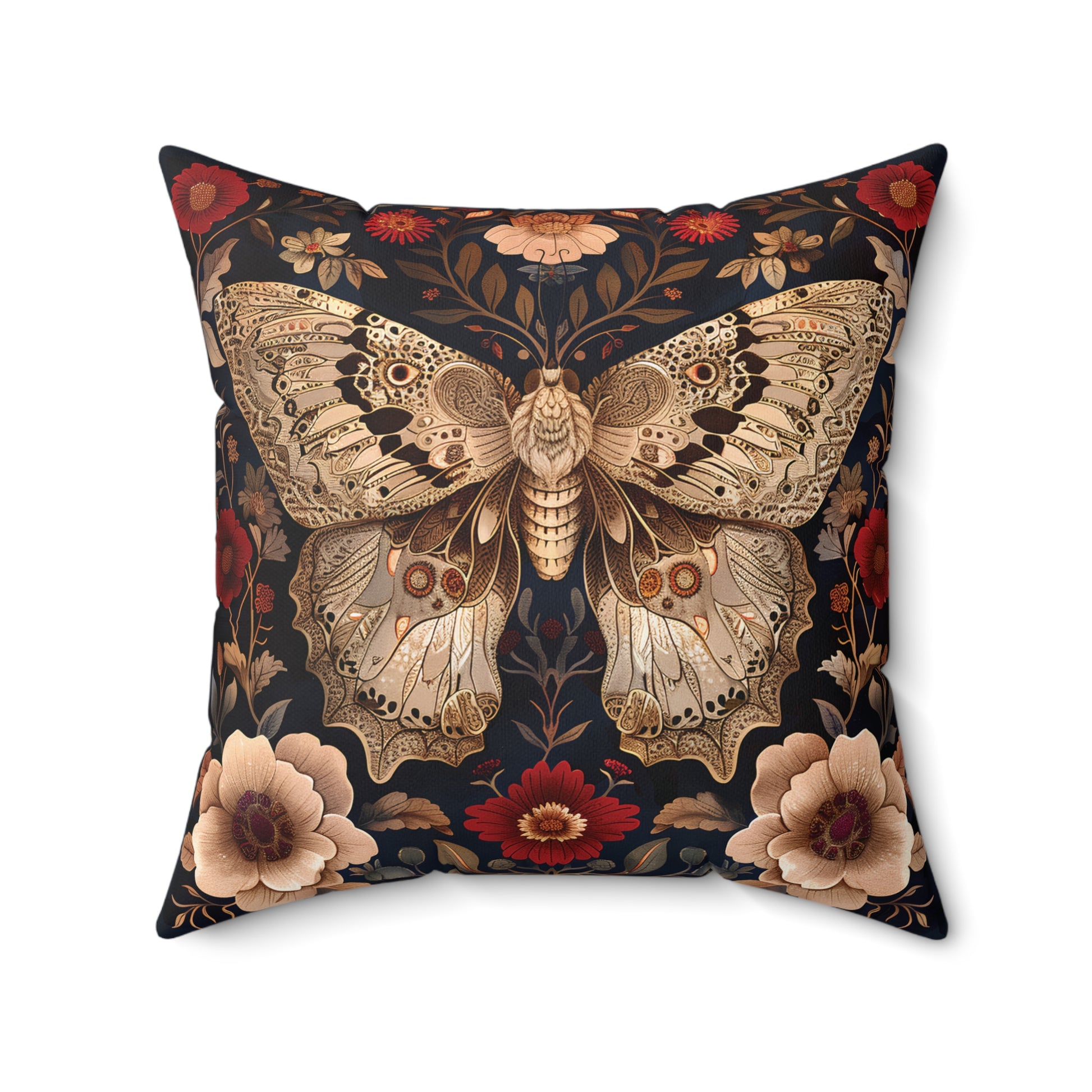 Butterfly Design Square Pillow, Butterflies and Flowers, insert included - Homevalley.co.uk