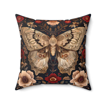 Butterfly Design Square Pillow, Butterflies and Flowers, insert included - Homevalley.co.uk