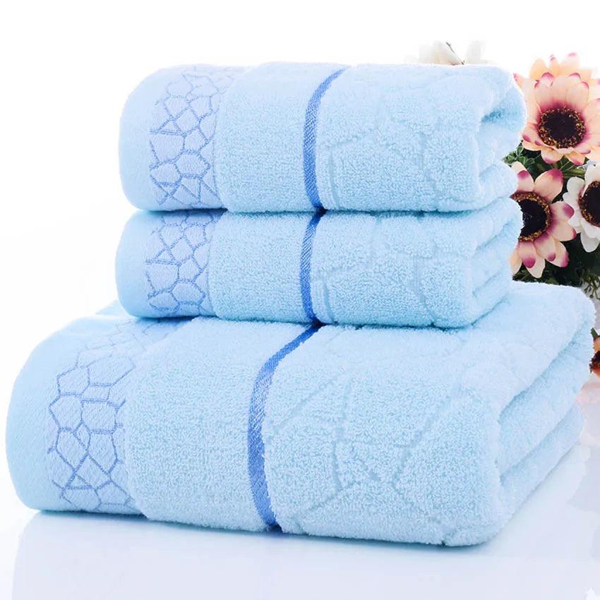 Soft, Durable and absorbent pure Cotton Bath Towels, Set of 3 - Homevalley.co.uk