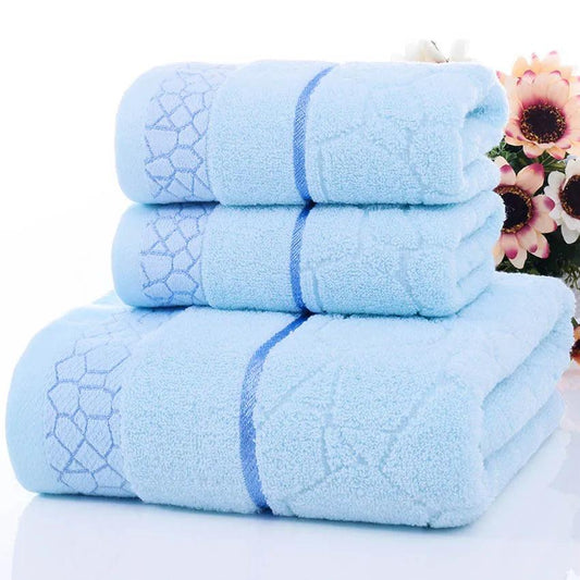 Soft, Durable and absorbent pure Cotton Bath Towels, Set of 3 - Homevalley.co.uk