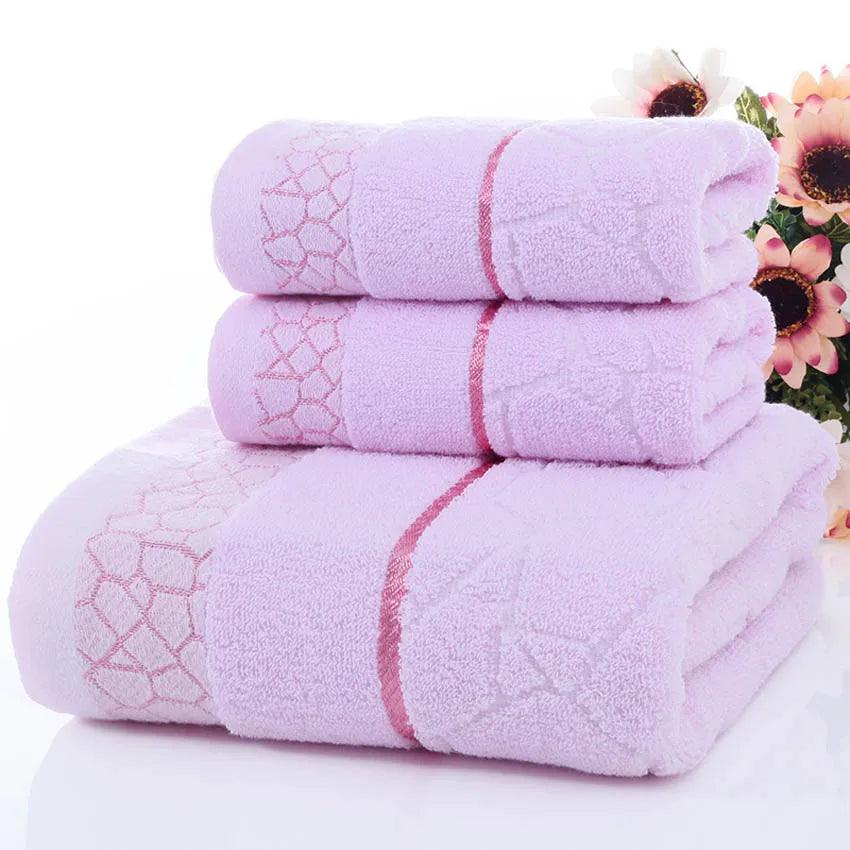 Soft, Durable and absorbent pure Cotton Bath Towels, Set of 3 - Homevalley.co.uk