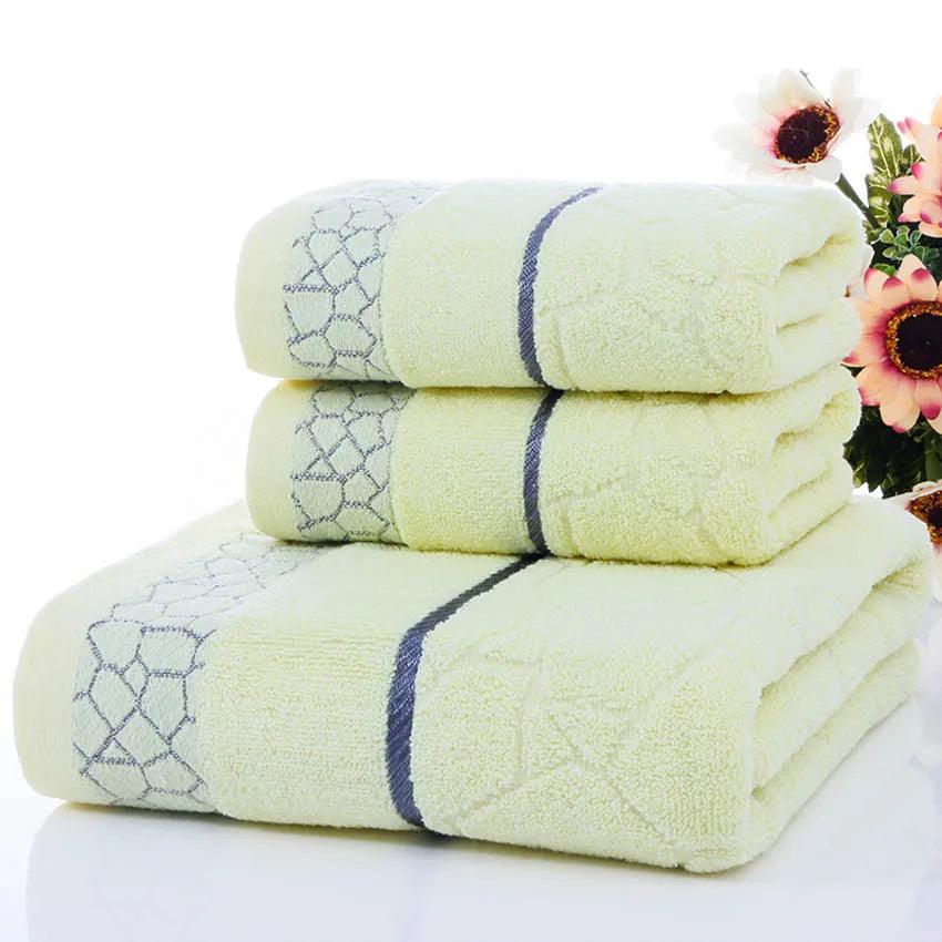Soft, Durable and absorbent pure Cotton Bath Towels, Set of 3 - Homevalley.co.uk