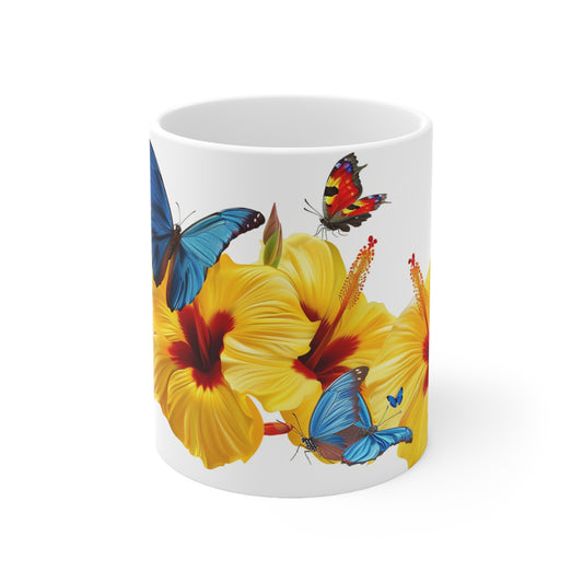 Flowers Butterflies Coffee Mug, Wildflower Mug, Cottagecore Coffee Mug, Botanical Tea Cup, Flower Garden Mug, Mothers Day GiftCups, 11oz - Homevalley.co.uk