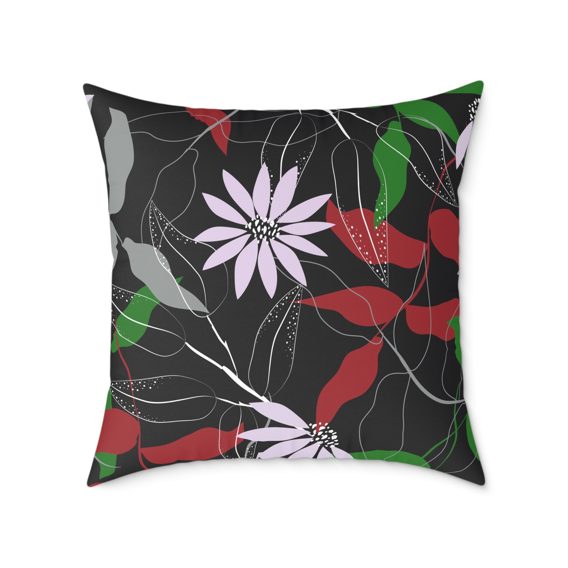 William Morris Style Cat in Kimono and Flowers Square Pillow, Botanicals and Flowers, insert included - Homevalley.co.uk