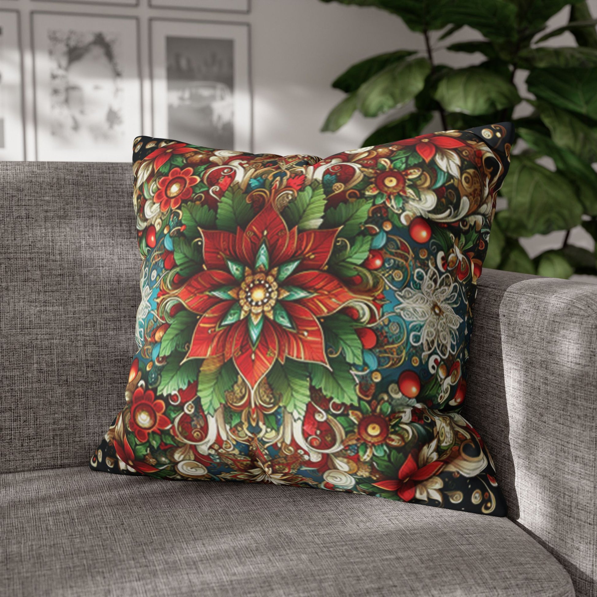 Christmas Square Pillowcase, Holiday Cushion Cover, Festive Throw Pillow, Xmas Decor, Home Decor Gift - Homevalley.co.uk