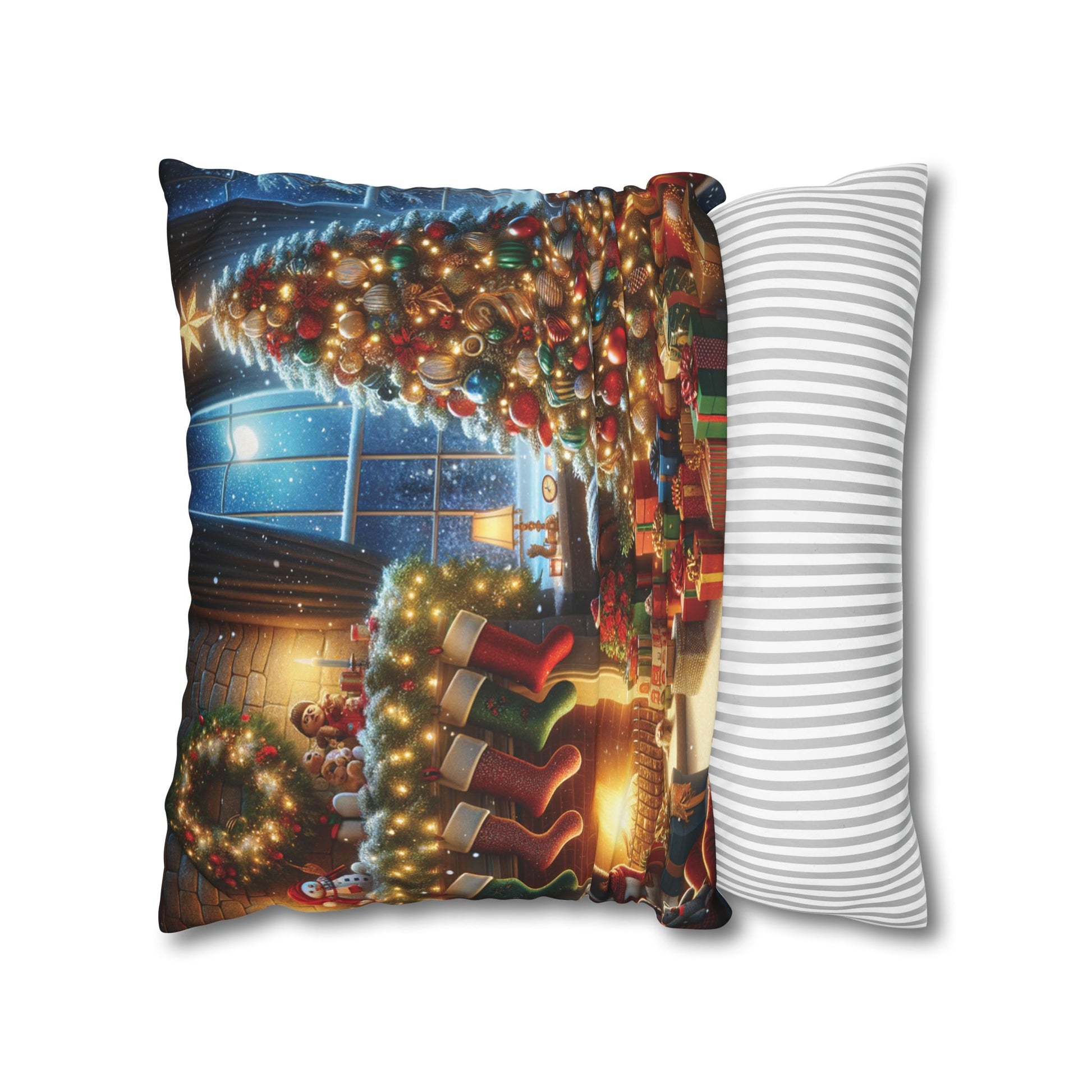 Christmas Square Pillowcase, Holiday Cushion Cover, Festive Throw Pillow, Xmas Decor, Home Decor Gift - Homevalley.co.uk
