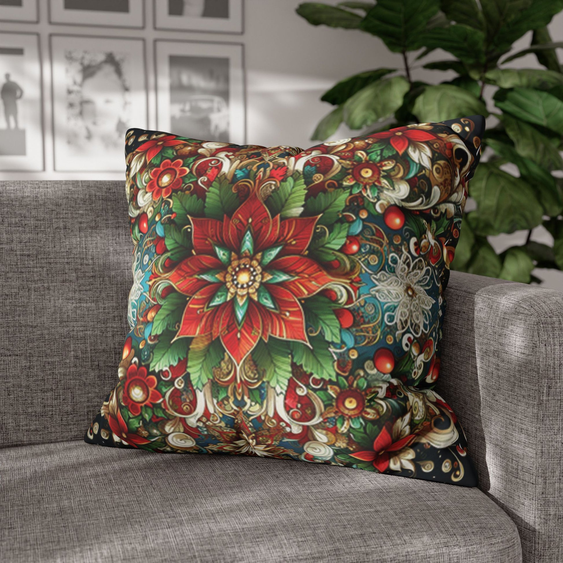 Christmas Square Pillowcase, Holiday Cushion Cover, Festive Throw Pillow, Xmas Decor, Home Decor Gift - Homevalley.co.uk