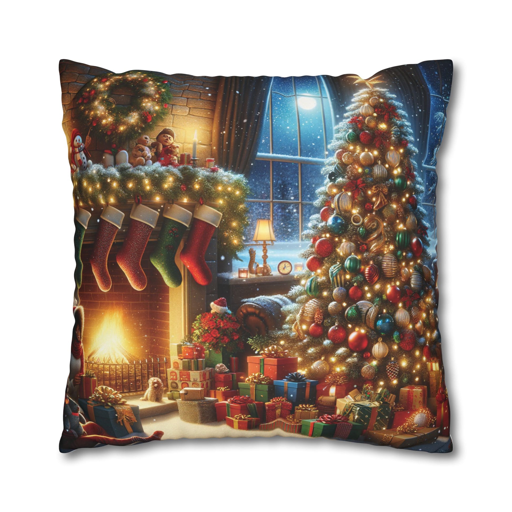 Christmas Square Pillowcase, Holiday Cushion Cover, Festive Throw Pillow, Xmas Decor, Home Decor Gift - Homevalley.co.uk