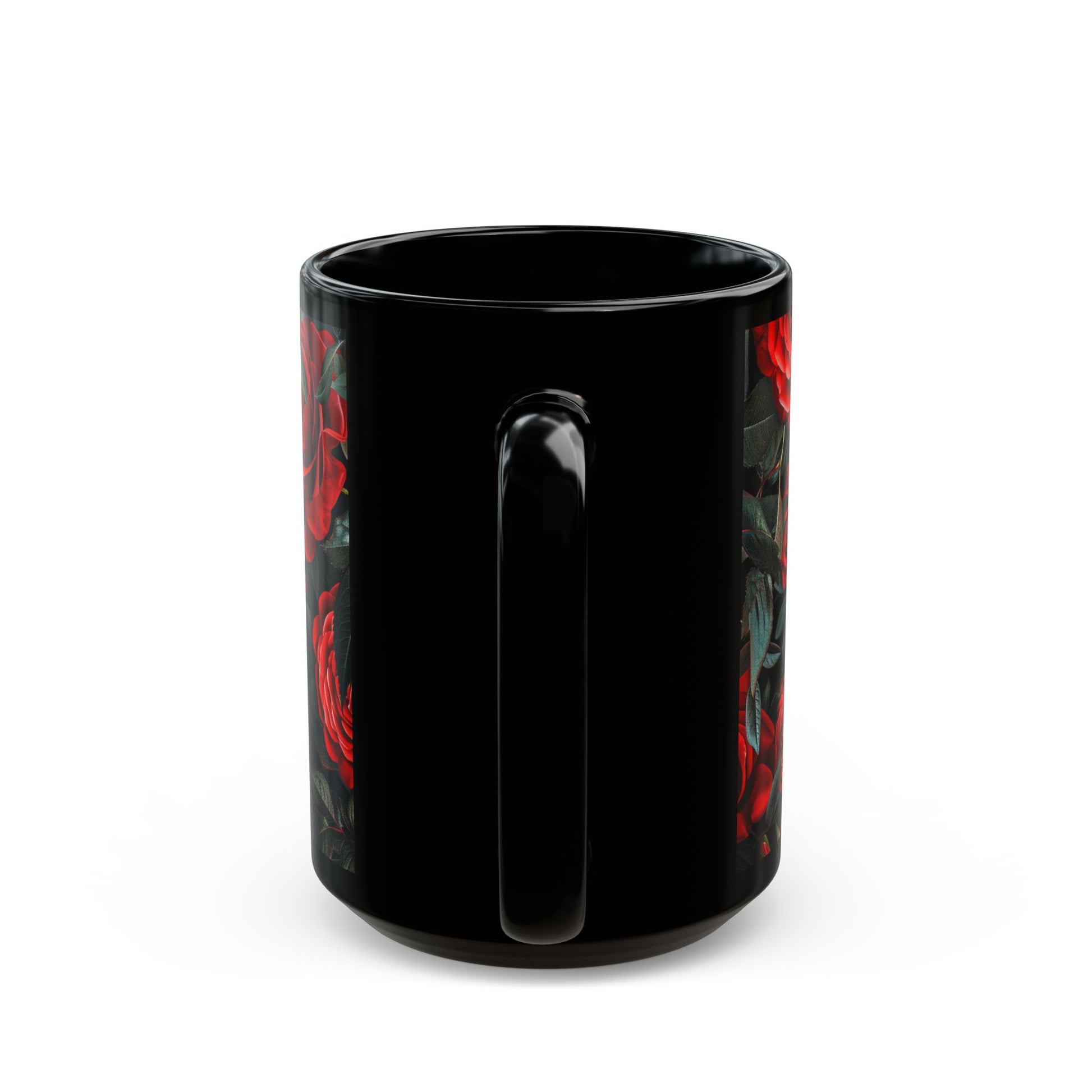 Scull and Red Roses Black Coffee Mug, Black Tea Cup, Gift for Him, Gift for Her, Father's day, Mother's day, Gift Idea (11oz, 15oz) - Homevalley.co.uk