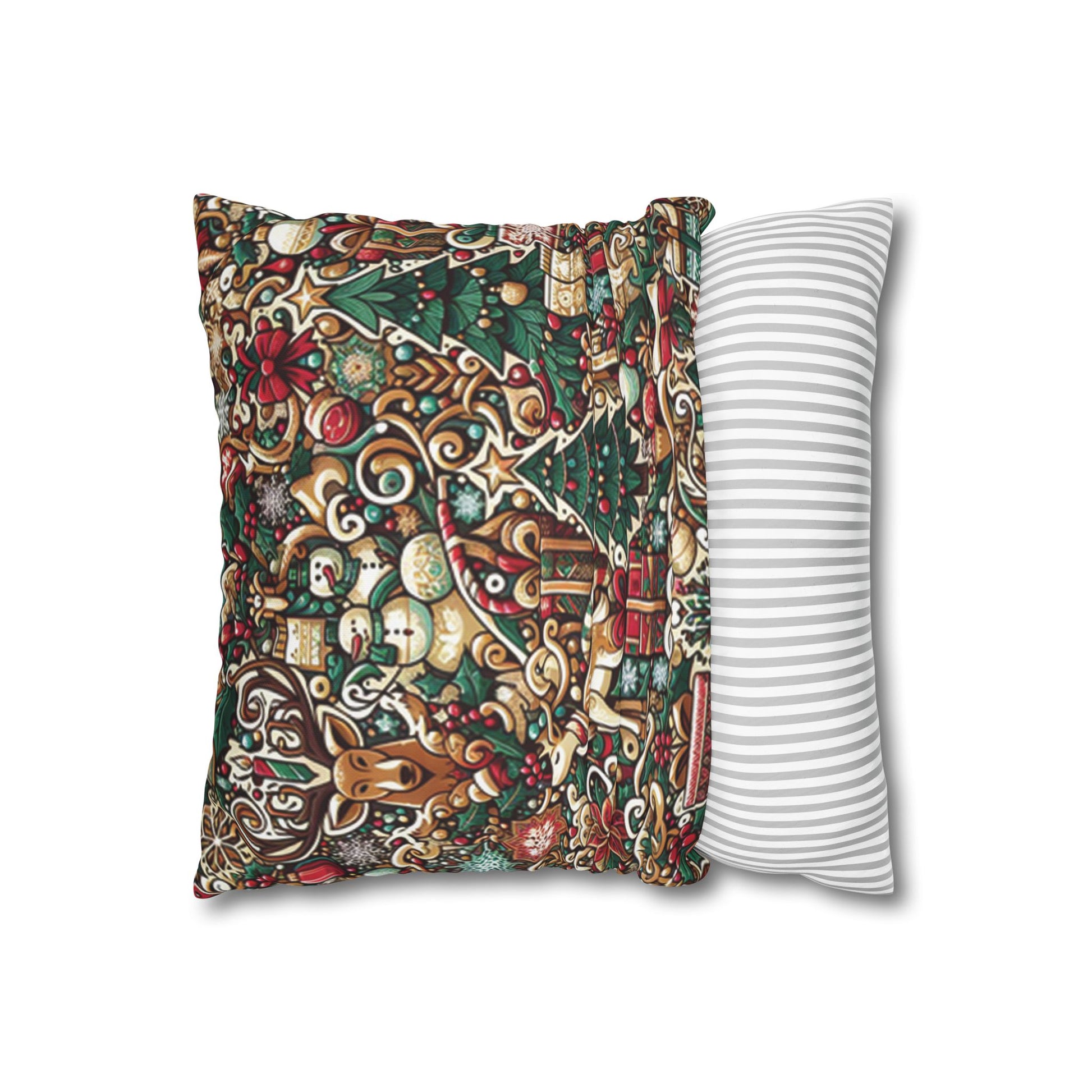 Christmas Square Pillowcase, Holiday Cushion Cover, Festive Throw Pillow, Xmas Decor, Home Decor Gift - Homevalley.co.uk
