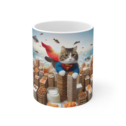 Super Man, Super Cat, Funny Cat Coffee Mug, Funny Pets Coffee Cup, 11oz, 15oz - Homevalley.co.uk