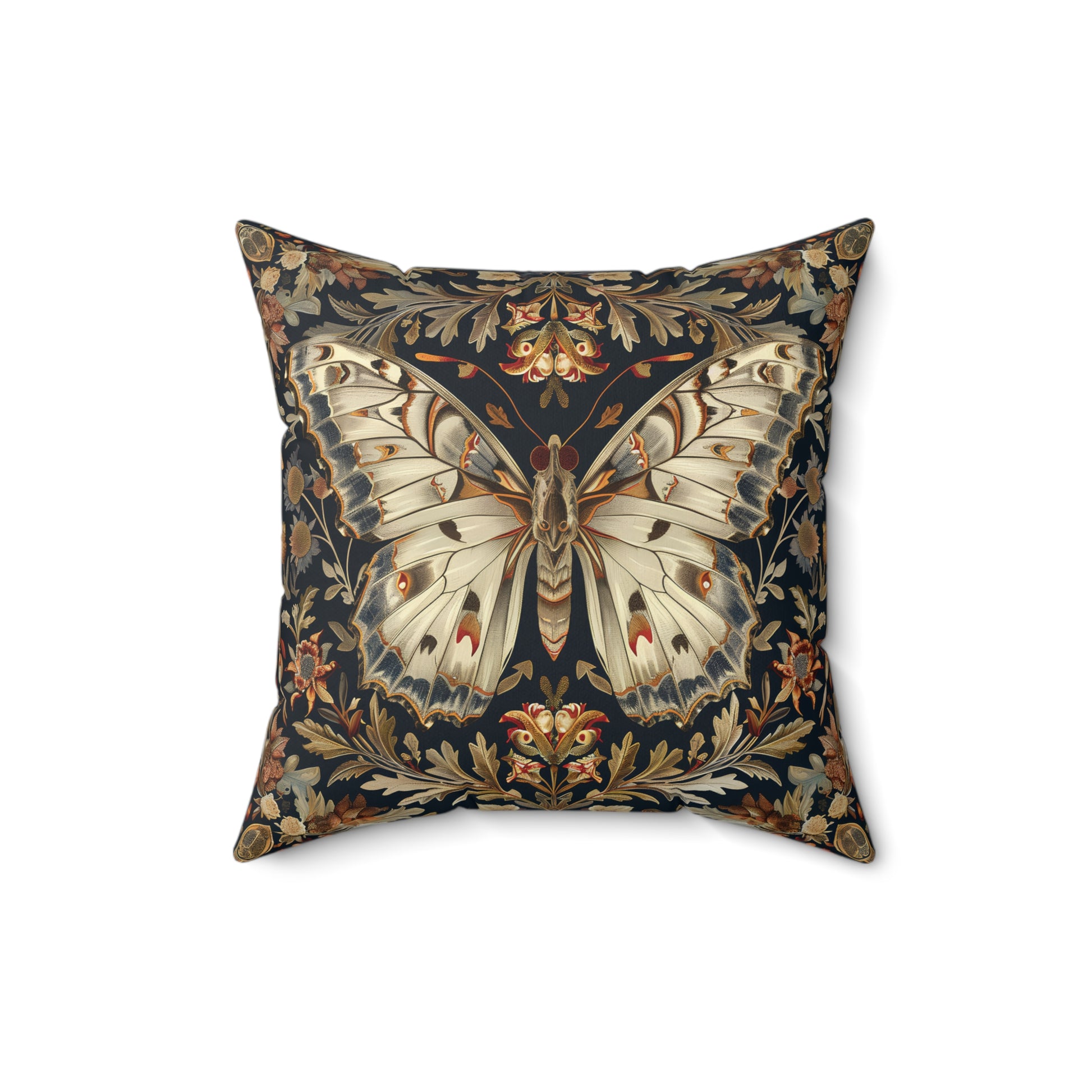 Butterfly Design Square Pillow, Butterflies and Flowers, insert included - Homevalley.co.uk