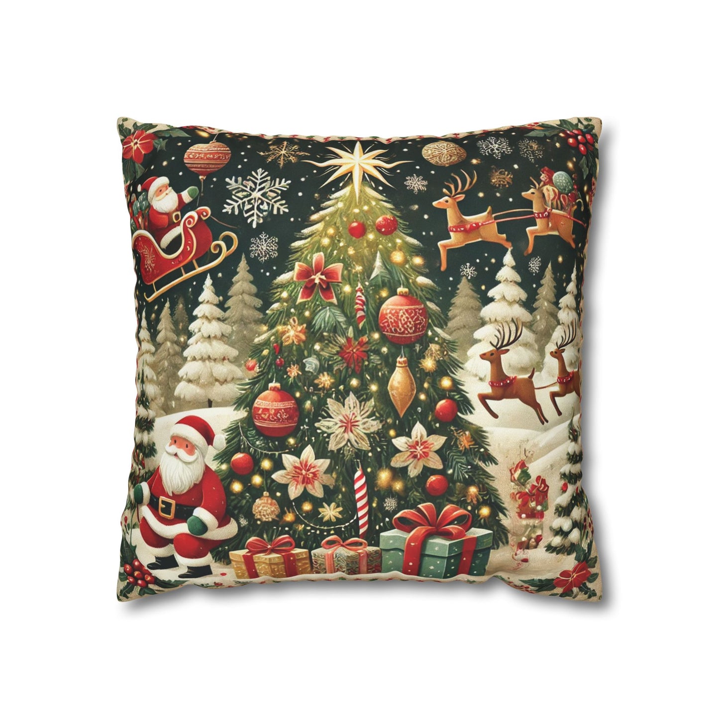 Christmas Square Pillowcase, Holiday Cushion Cover, Festive Throw Pillow, Xmas Decor, Home Decor Gift - Homevalley.co.uk