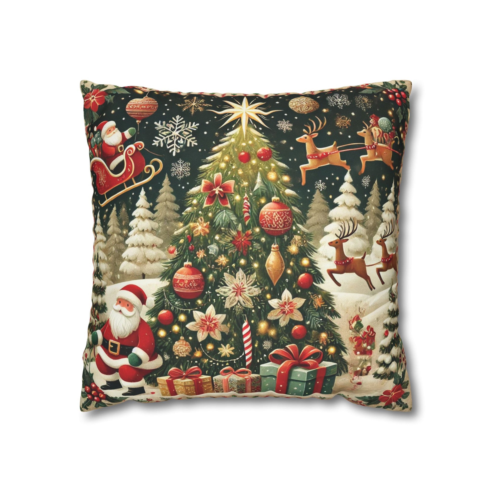 Christmas Square Pillowcase, Holiday Cushion Cover, Festive Throw Pillow, Xmas Decor, Home Decor Gift - Homevalley.co.uk