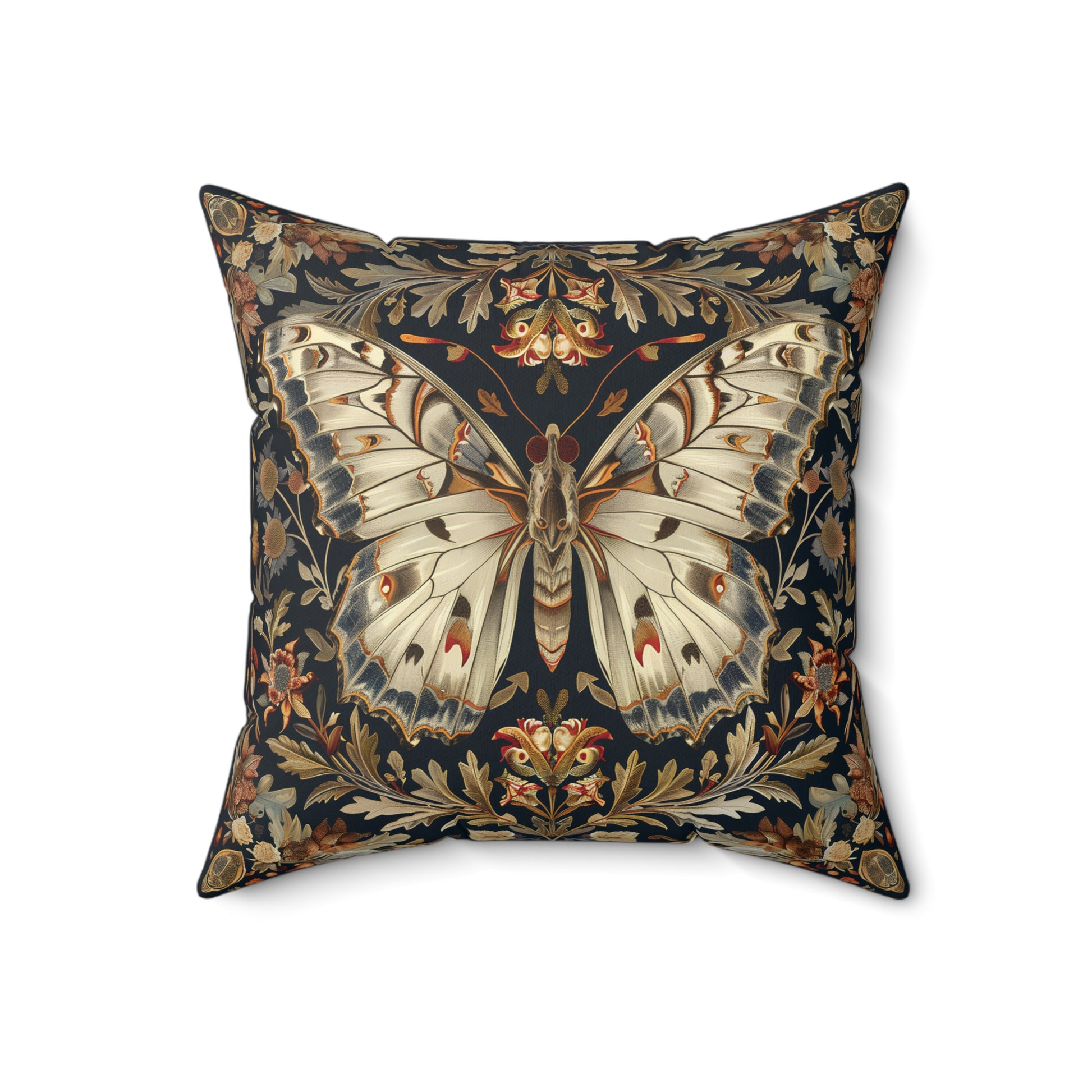 Butterfly Design Square Pillow, Butterflies and Flowers, insert included - Homevalley.co.uk