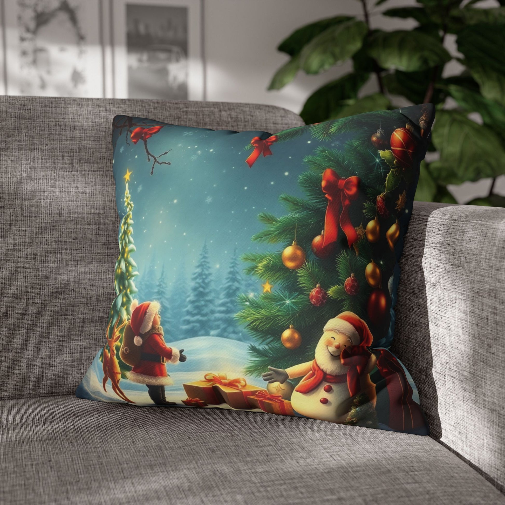 Christmas Square Pillowcase, Holiday Cushion Cover, Festive Throw Pillow, Xmas Decor, Home Decor Gift - Homevalley.co.uk
