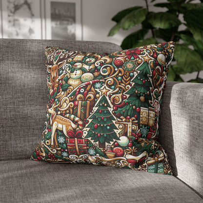 Christmas Square Pillowcase, Holiday Cushion Cover, Festive Throw Pillow, Xmas Decor, Home Decor Gift - Homevalley.co.uk