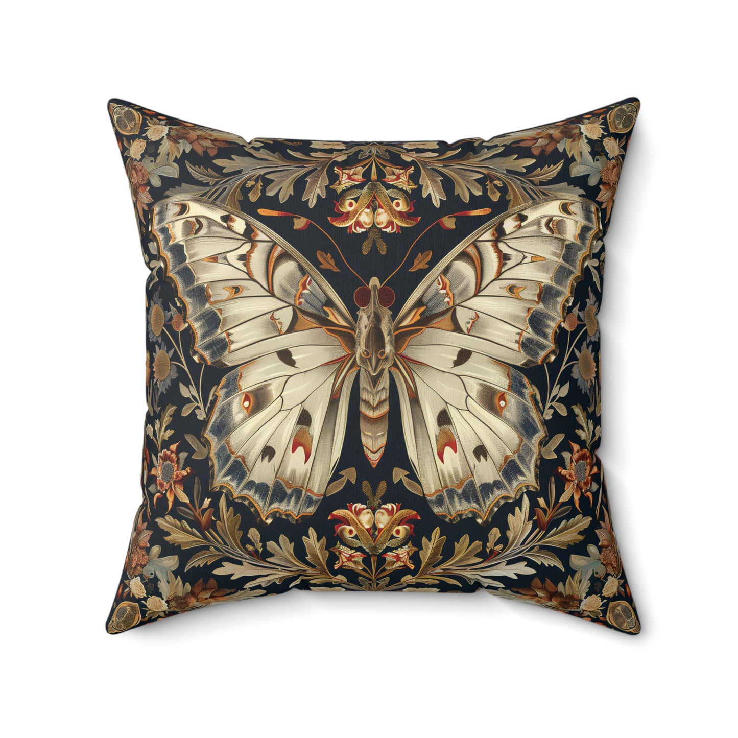 Butterfly Design Square Pillow, Butterflies and Flowers, insert included - Homevalley.co.uk