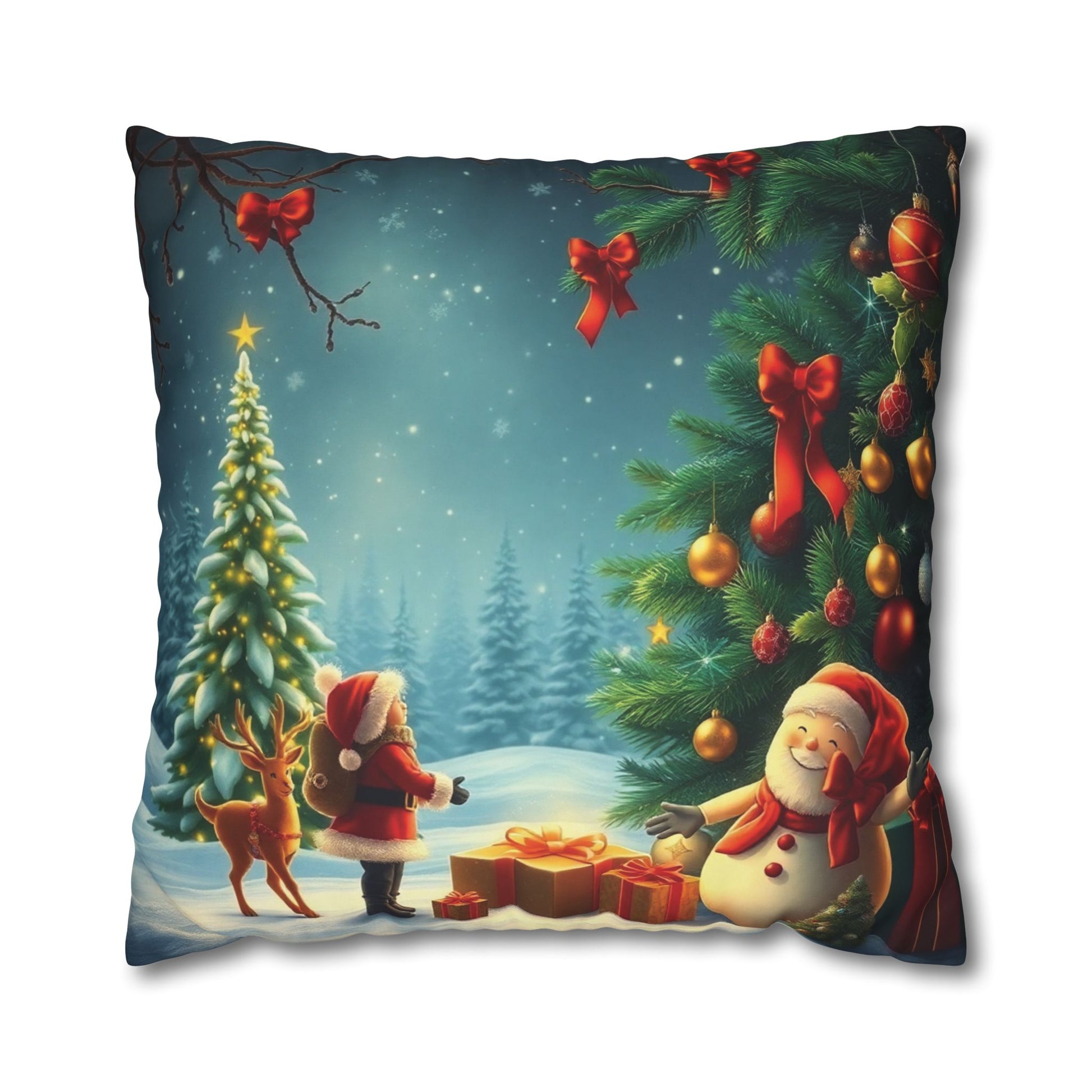 Christmas Square Pillowcase, Holiday Cushion Cover, Festive Throw Pillow, Xmas Decor, Home Decor Gift - Homevalley.co.uk