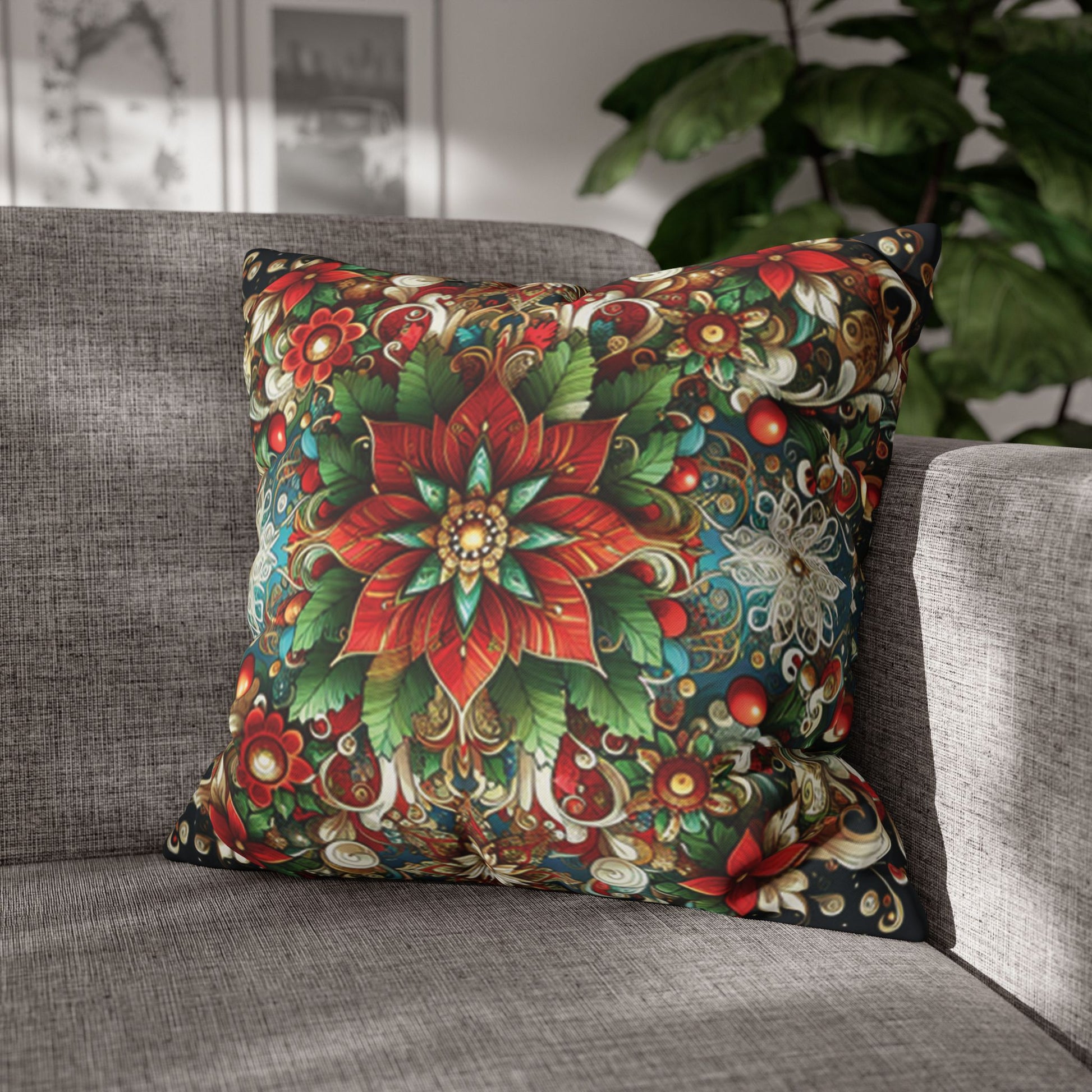 Christmas Square Pillowcase, Holiday Cushion Cover, Festive Throw Pillow, Xmas Decor, Home Decor Gift - Homevalley.co.uk