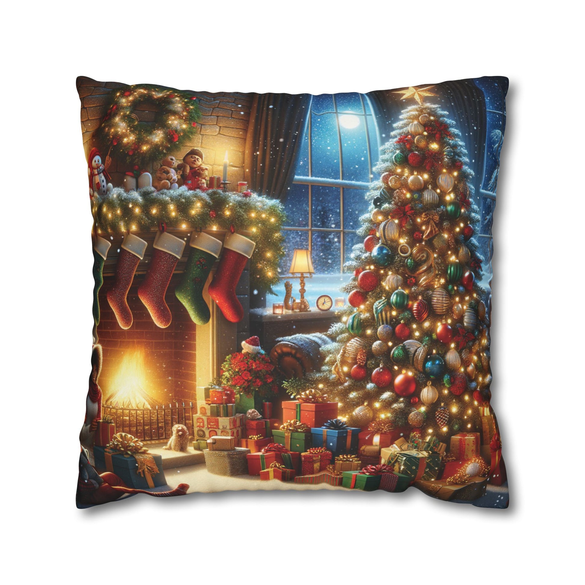 Christmas Square Pillowcase, Holiday Cushion Cover, Festive Throw Pillow, Xmas Decor, Home Decor Gift - Homevalley.co.uk
