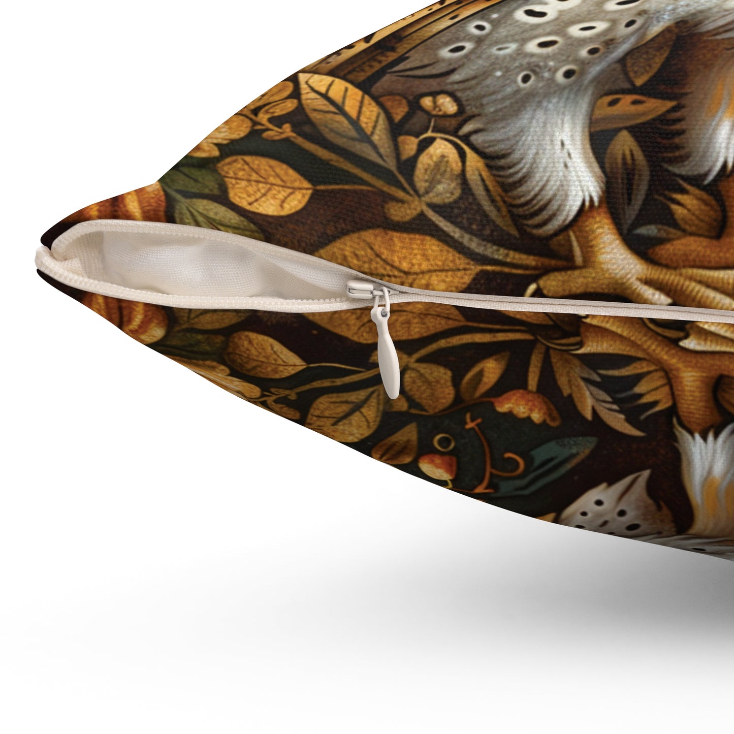 William Morris Style Square Pillow with Barn Owl Design, insert included - Homevalley.co.uk